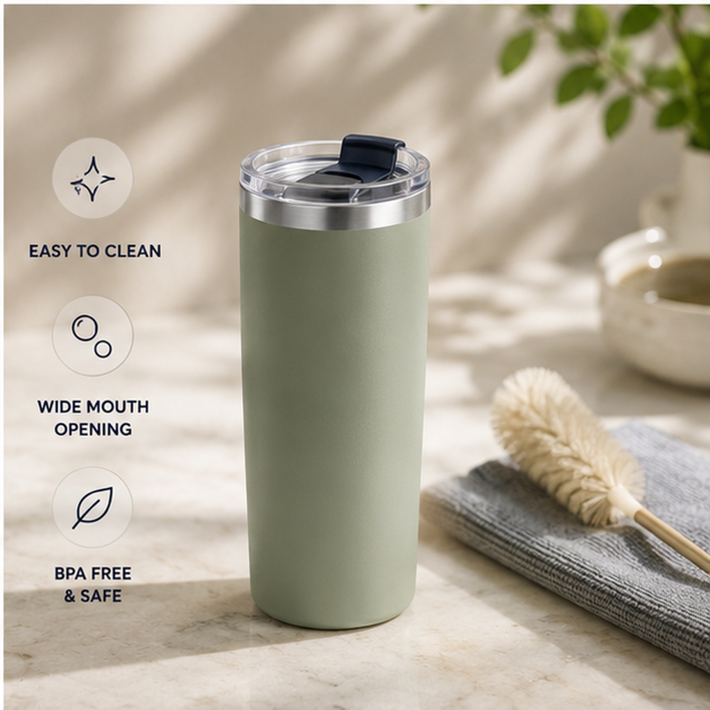 20oz Ceramic-Lined Travel Mug – Insulated Stainless Steel Coffee Tumbler, Leak-Resistant Commuter Cup with Lid