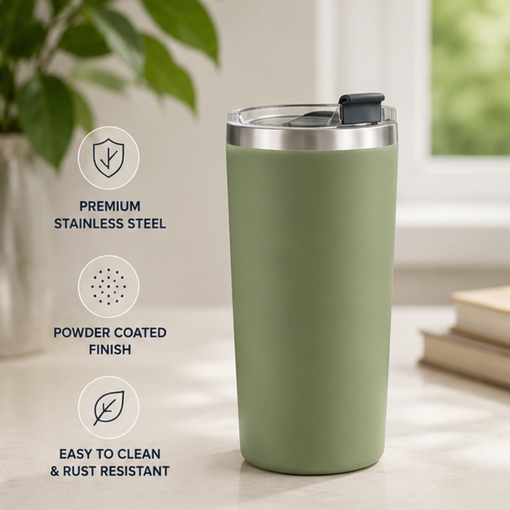 20oz Ceramic-Lined Travel Mug – Insulated Stainless Steel Coffee Tumbler, Leak-Resistant Commuter Cup with Lid