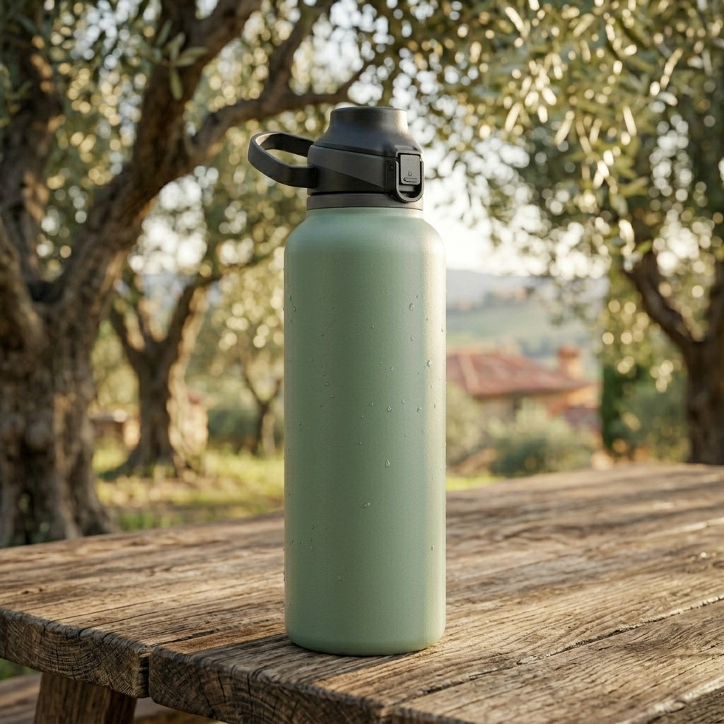 22oz Flip-Top Vacuum Water Bottle – Stainless Steel Insulated Bottle with Carry Loop, Leak-Resistant Gym & Travel Flask