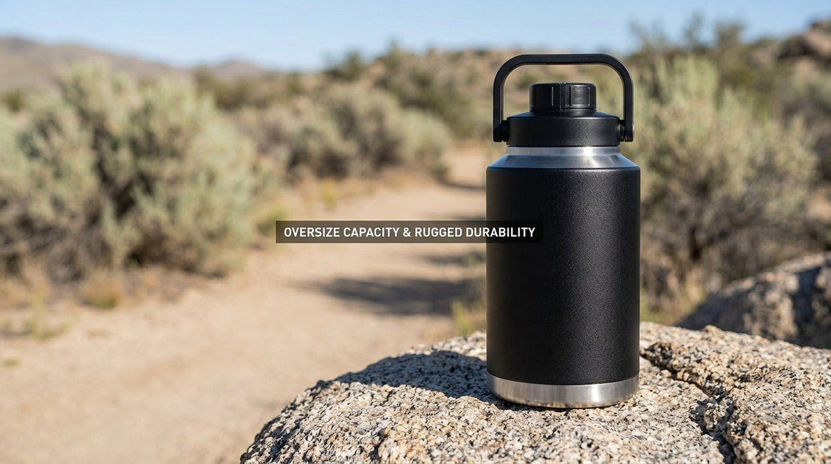 64oz Insulated Sports Water Jug – Large Stainless Steel Hydration Bottle with Carry Handle, Gym & Outdoor Water Container
