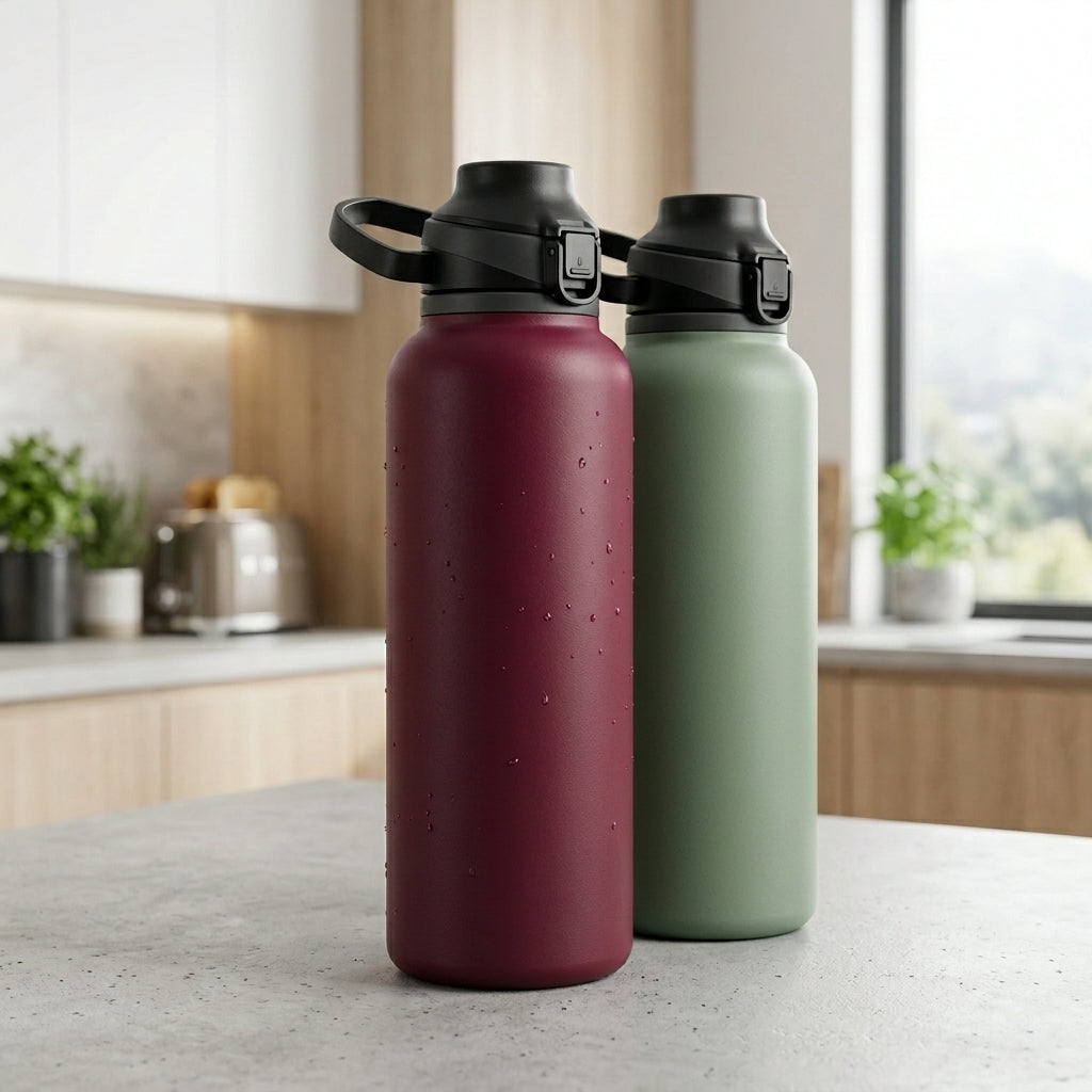 22oz Flip-Top Vacuum Water Bottle – Stainless Steel Insulated Bottle with Carry Loop, Leak-Resistant Gym & Travel Flask