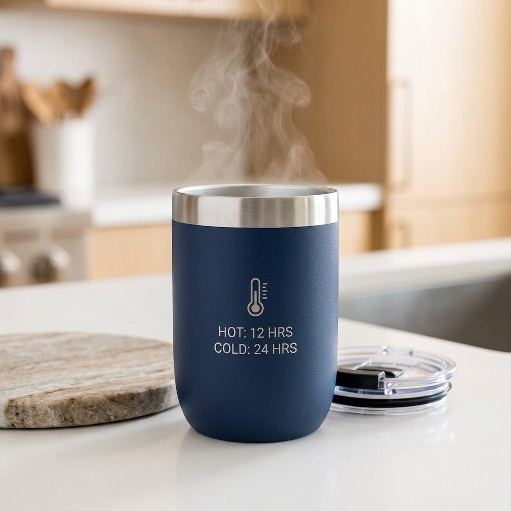 12oz Compact Insulated Coffee Cup – Small Stainless Steel Travel Mug, Reusable Commuter Tumbler with Sip Lid
